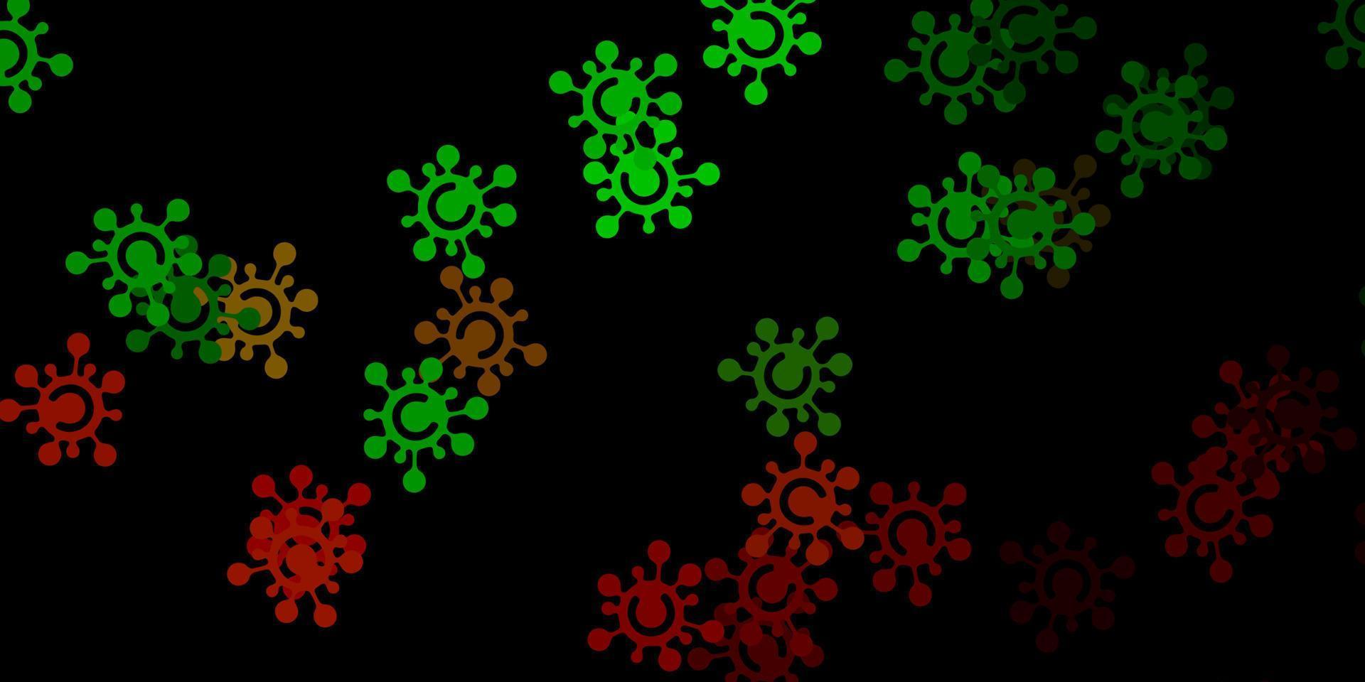 trama vettoriale verde scuro, rosso con simboli di malattia.