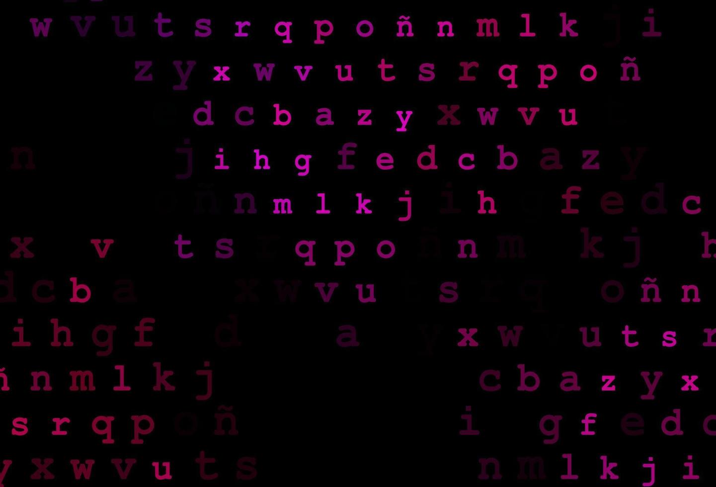 sfondo vettoriale viola scuro con segni di alfabeto.