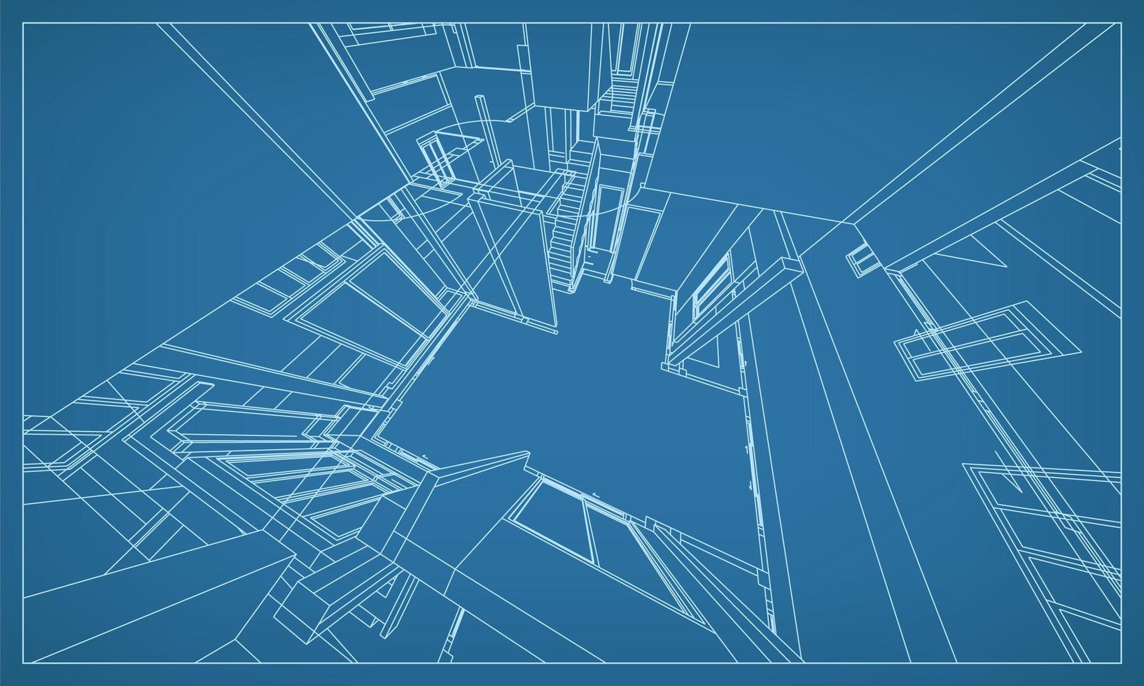 Rendering 3D di prospettiva della struttura del filo da costruzione vettore