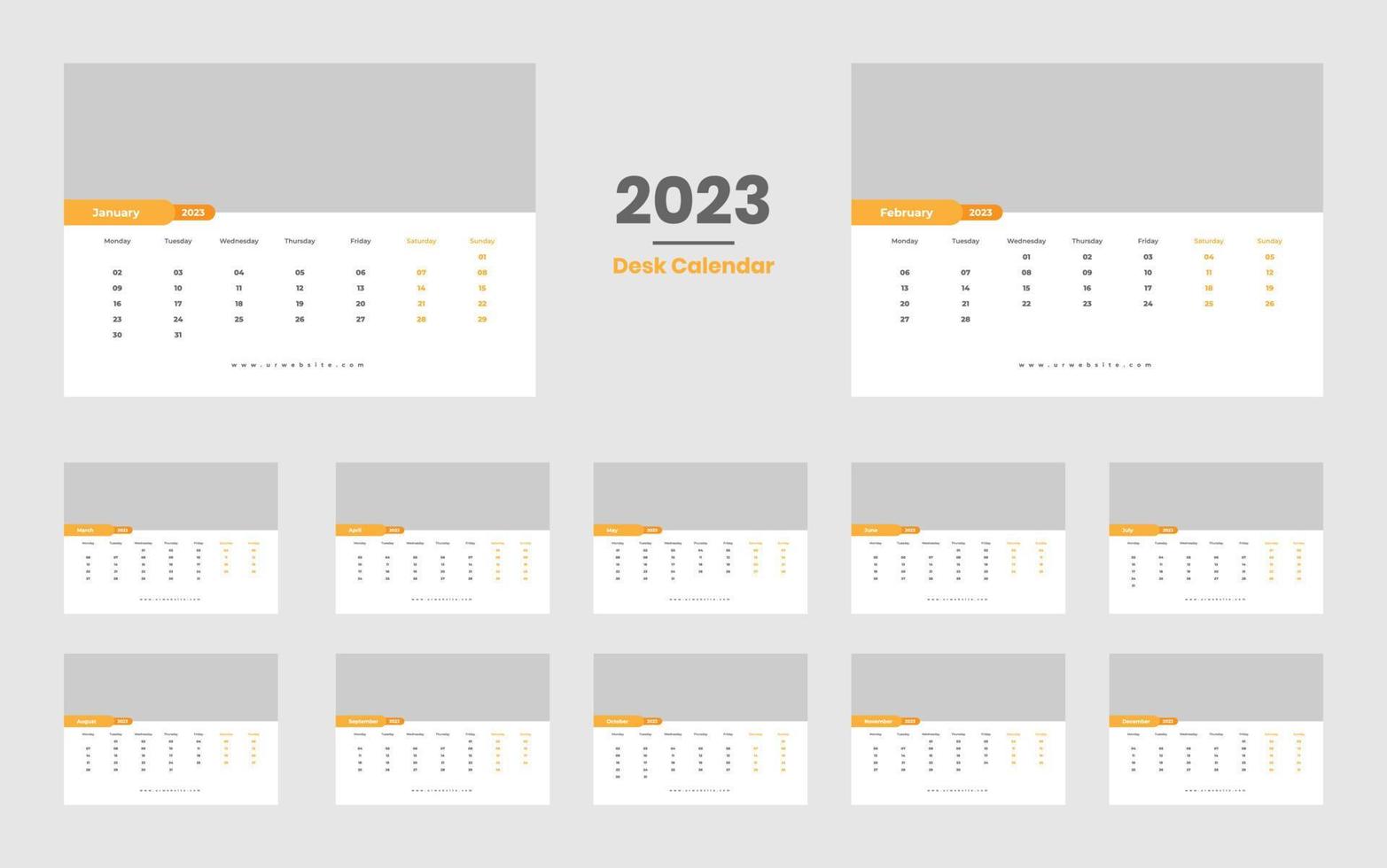 scrivania calendario 2023 modello vettore