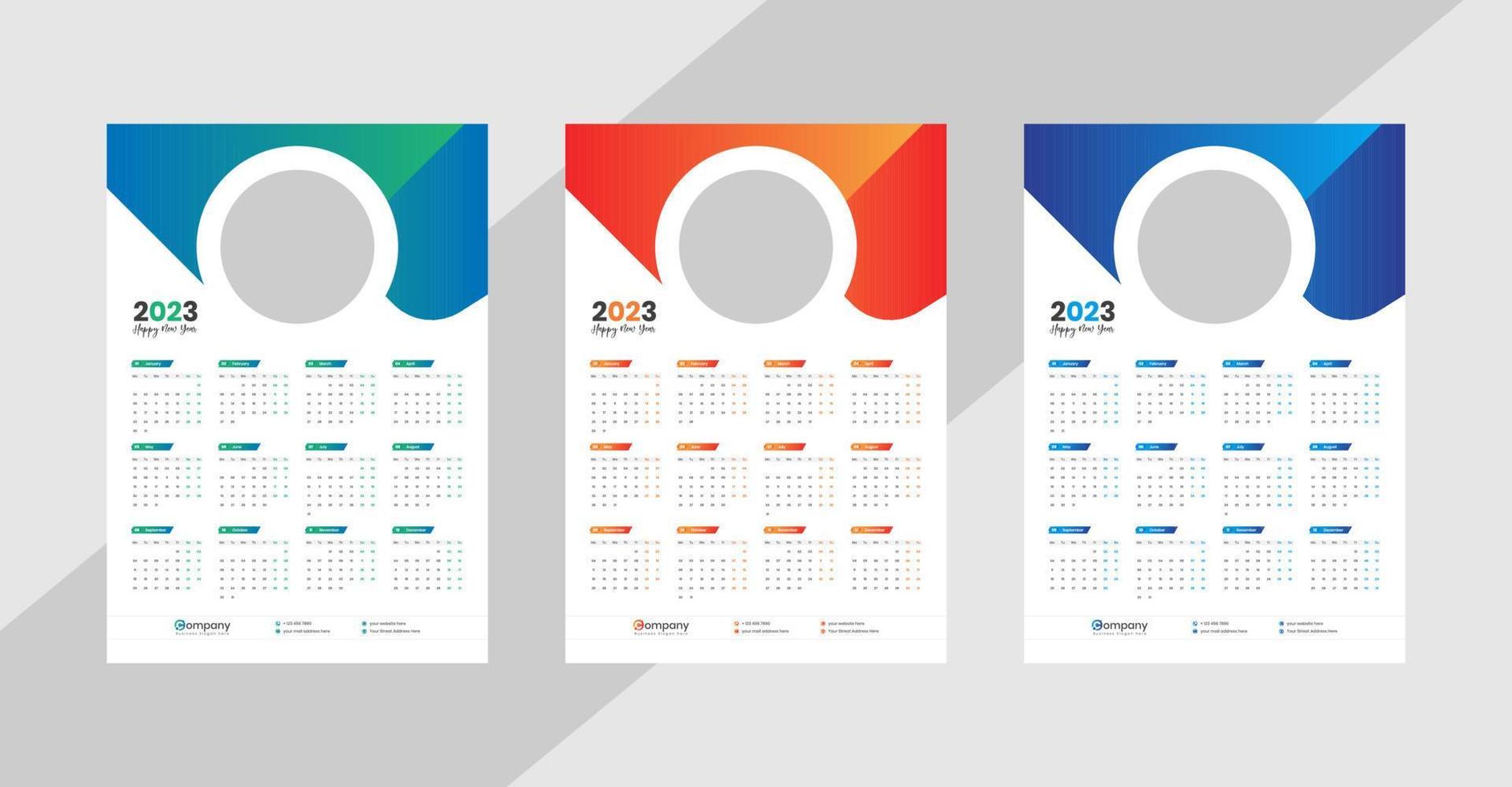 uno pagina parete calendario 2023 vettore