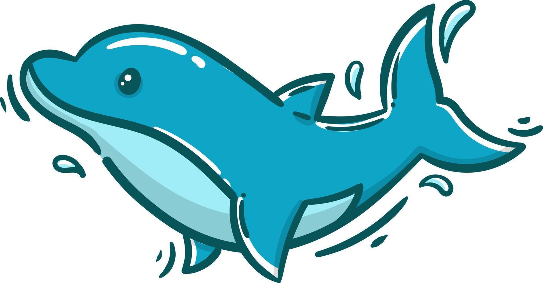 carino blu delfino vettore icona illustrazione