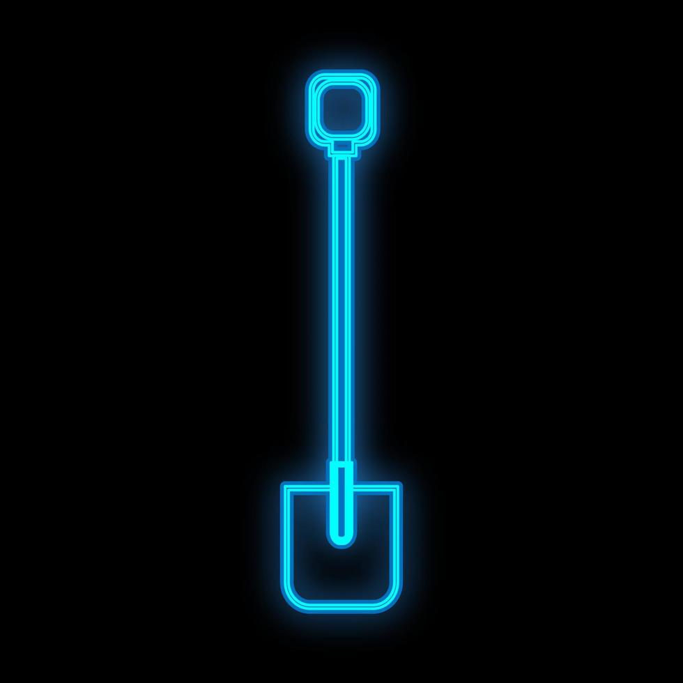 luminosa luminoso blu industriale digitale neon cartello per negozio laboratorio servizio centro bellissimo brillante con un' pala per riparazione su un' nero sfondo. vettore illustrazione
