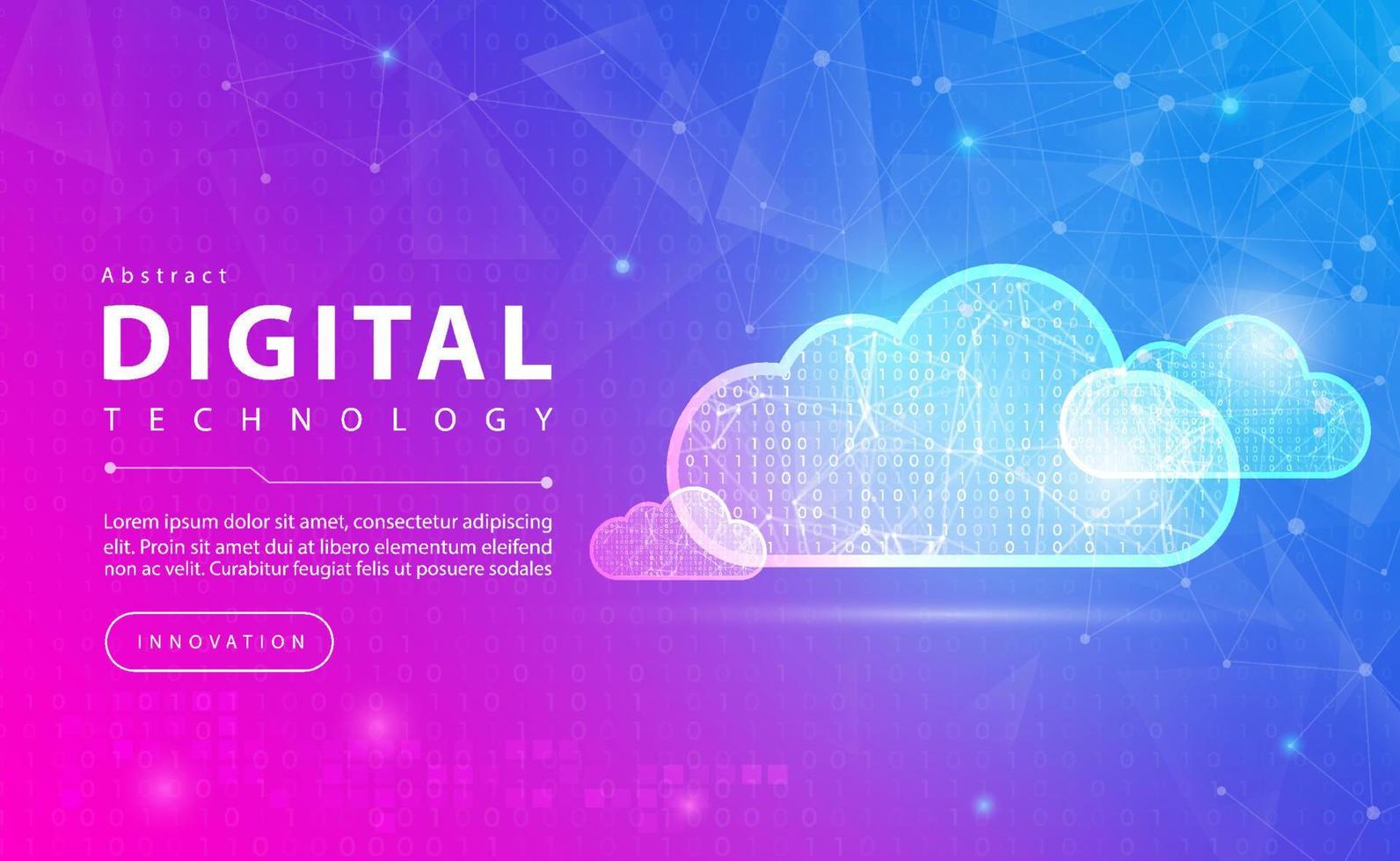 digitale tecnologia e nube calcolo bandiera rosa blu sfondo concetto con tecnologia linea leggero effetti, astratto tecnologia, grande dati centro, nube Conservazione, illustrazione vettore per grafico design