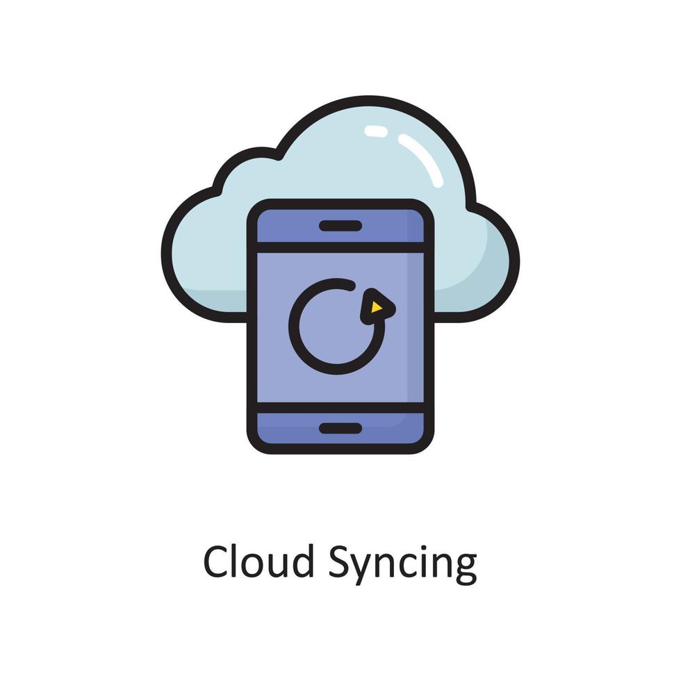 nube sincronizzazione vettore pieno schema icona design illustrazione. nube calcolo simbolo su bianca sfondo eps 10 file