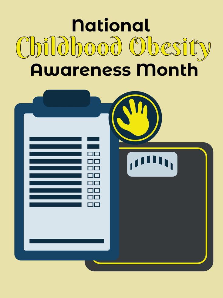 nazionale infanzia obesità consapevolezza mese, idea per un' manifesto, striscione, aviatore o cartolina su un' medico tema vettore