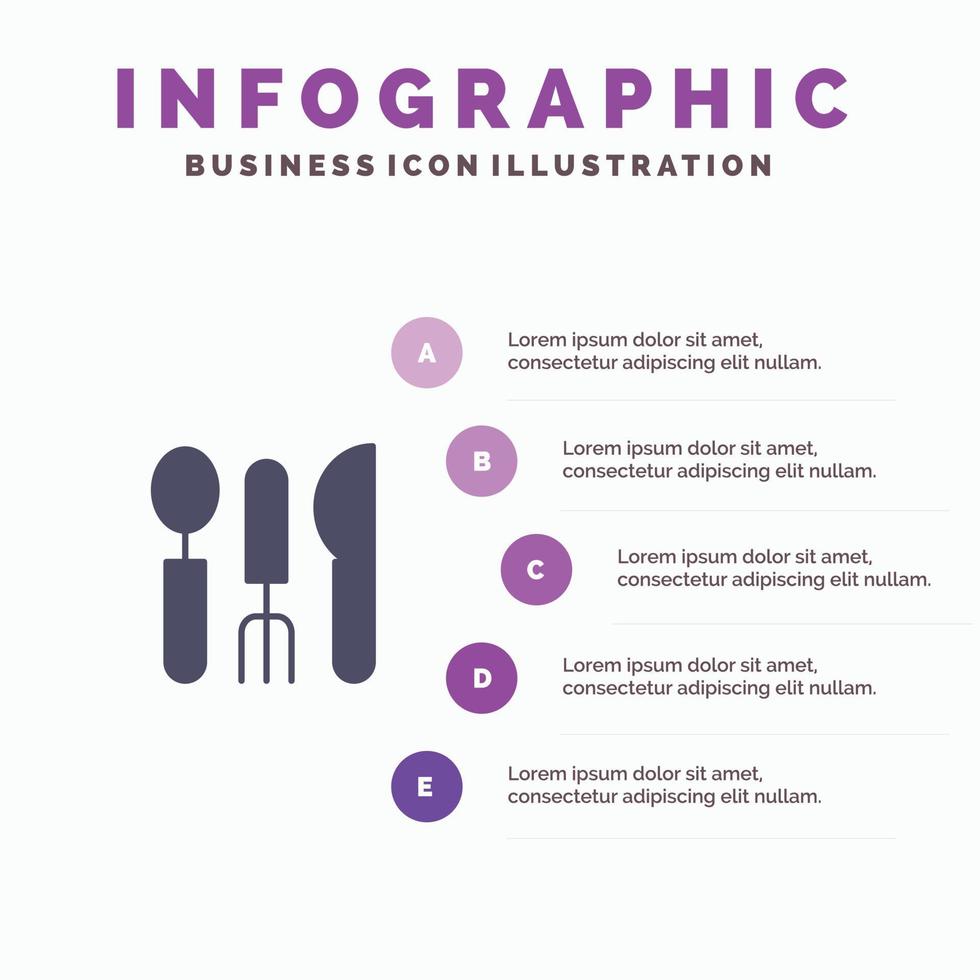 posate Hotel servizio viaggio infografica presentazione modello 5 passaggi presentazione vettore