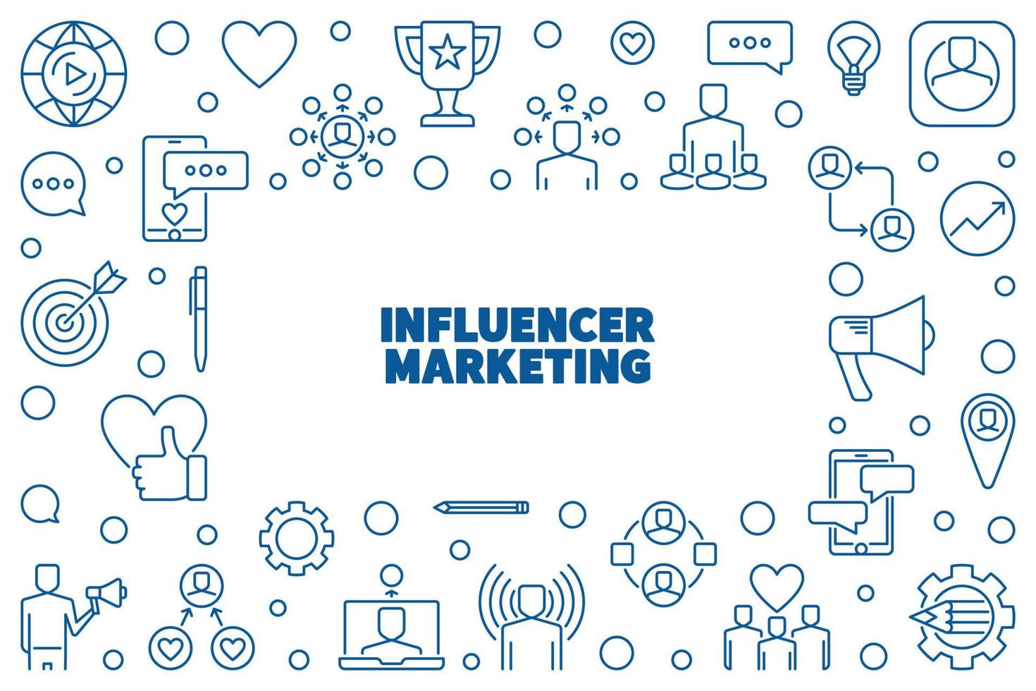 influencer marketing vettore concetto magro linea orizzontale telaio