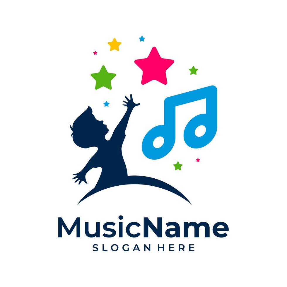 musica bambini logo vettore icona illustrazione. bambino musica logo design modello