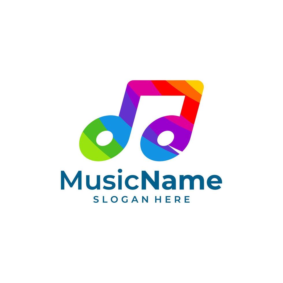 musica colore logo vettore icona illustrazione. colorato musica logo design modello