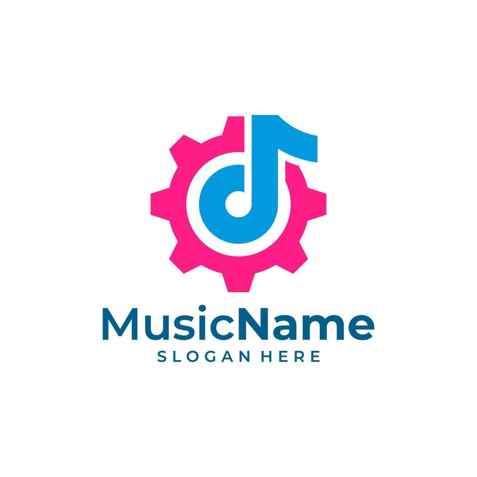 musica Ingranaggio logo vettore icona illustrazione. Ingranaggio musica logo design modello