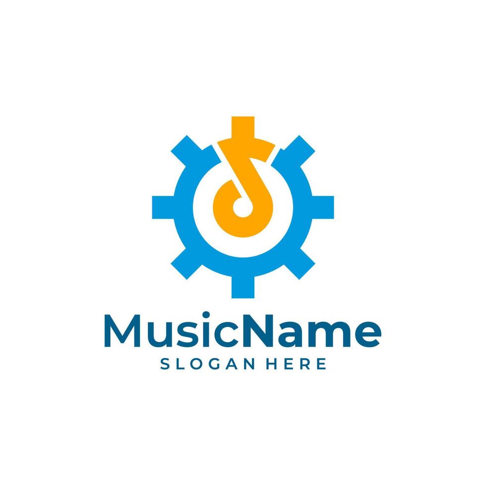 musica Ingranaggio logo vettore icona illustrazione. Ingranaggio musica logo design modello