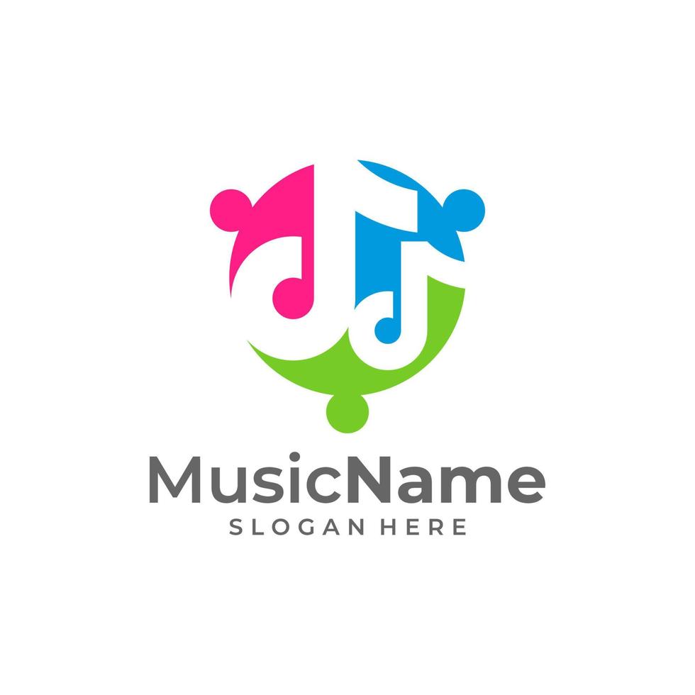 musica persone logo vettore icona illustrazione. persone musica logo design modello