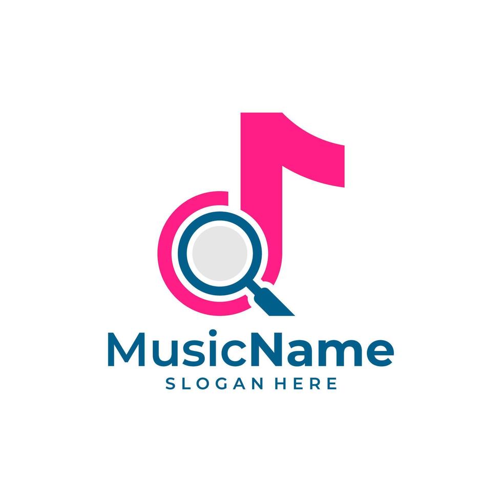 musica trova logo vettore icona illustrazione. trova musica logo design modello