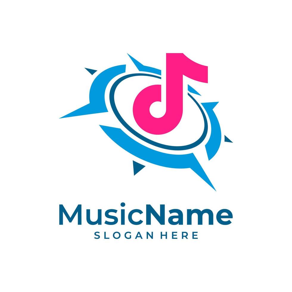 musica bussola logo vettore icona illustrazione. bussola musica logo design modello