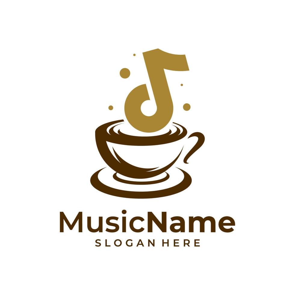 musica caffè logo vettore icona illustrazione. caffè musica logo design modello