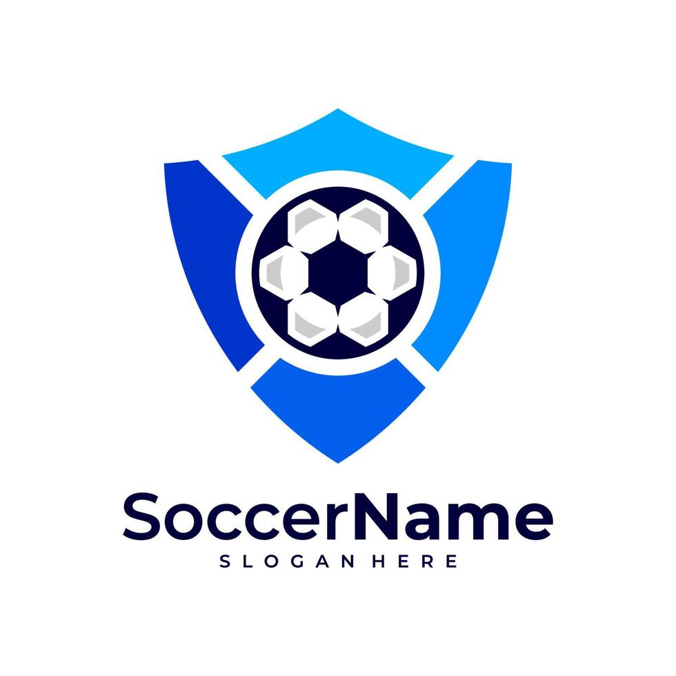 scudo calcio logo modello, calcio scudo logo design vettore