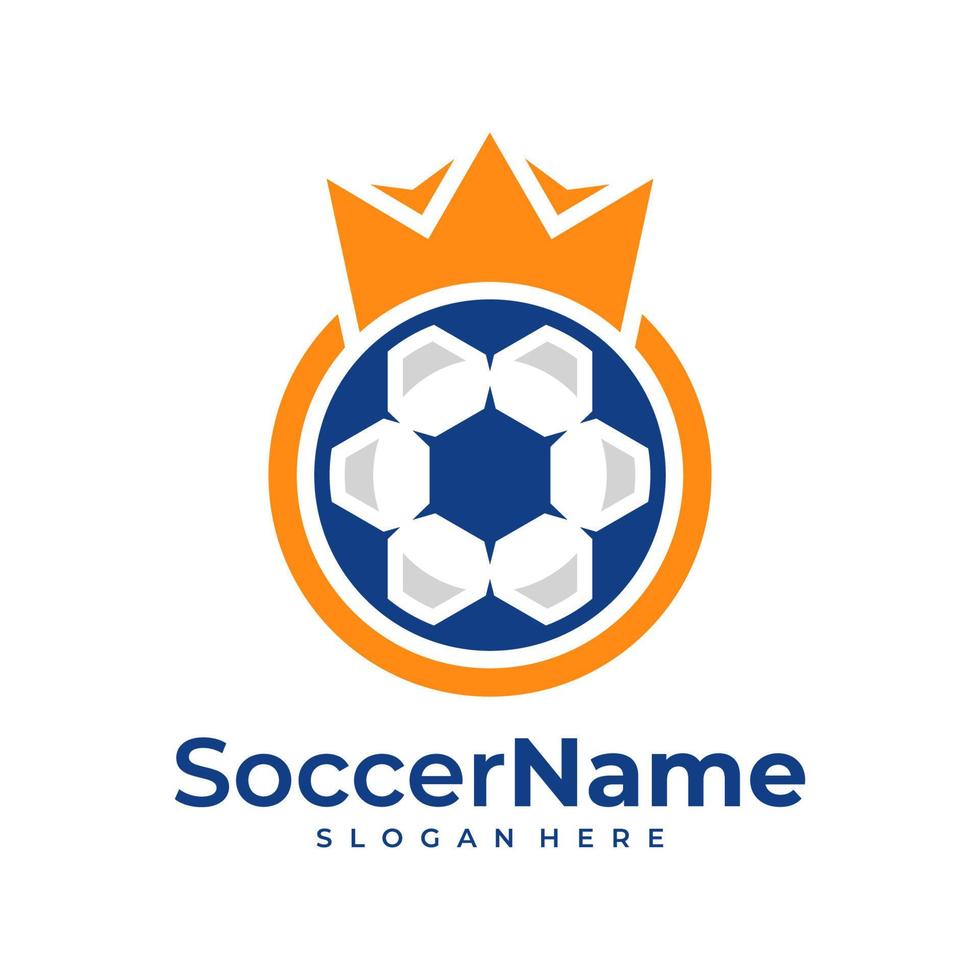 re calcio logo modello, calcio re logo design vettore