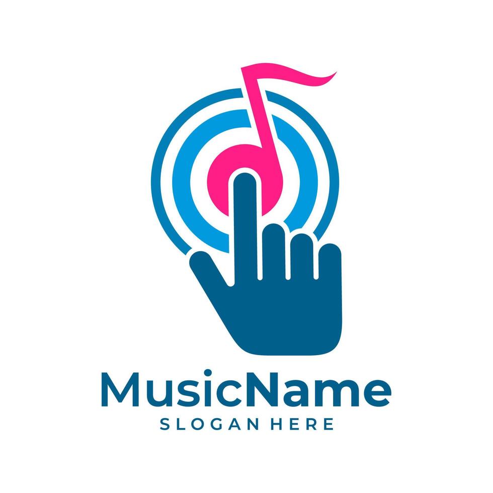 musica clic logo vettore. toccare musica logo design modello vettore