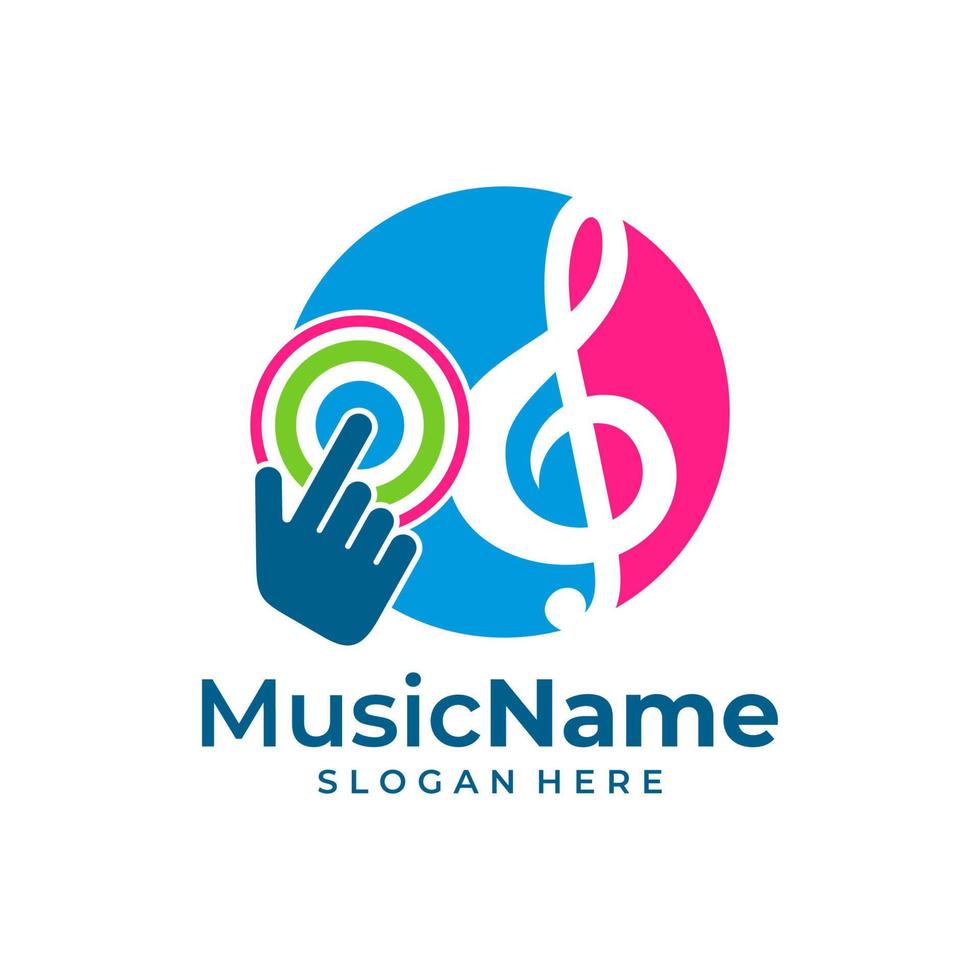 musica clic logo vettore. toccare musica logo design modello vettore