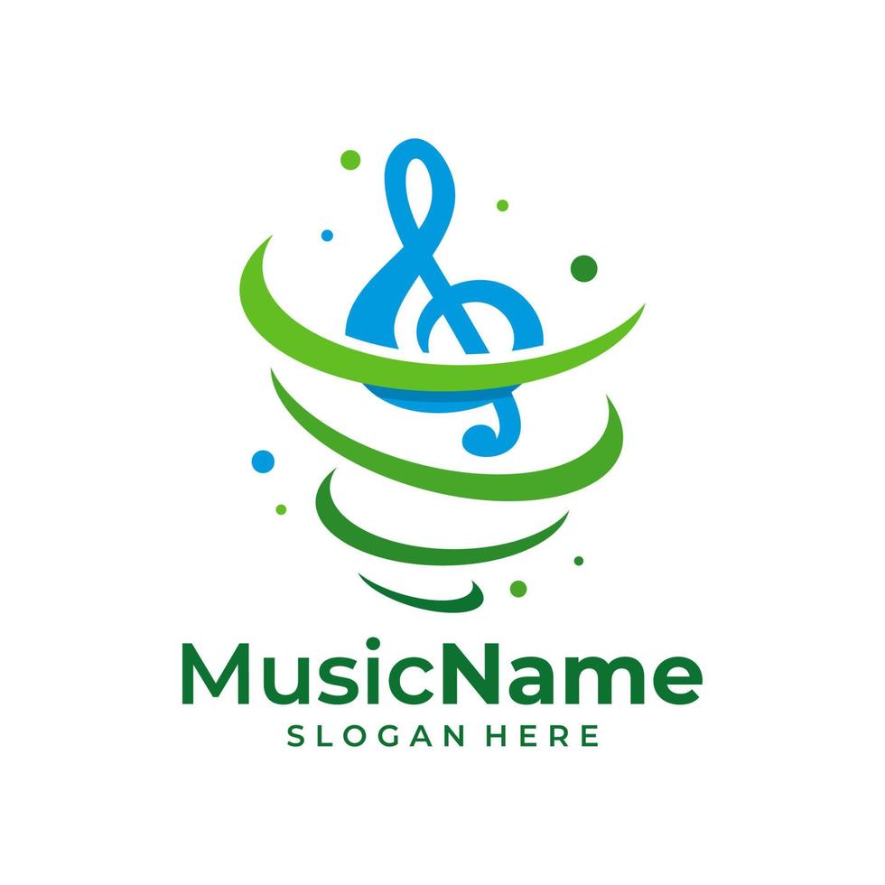 tornado musica logo vettore. musica tornado logo design modello vettore