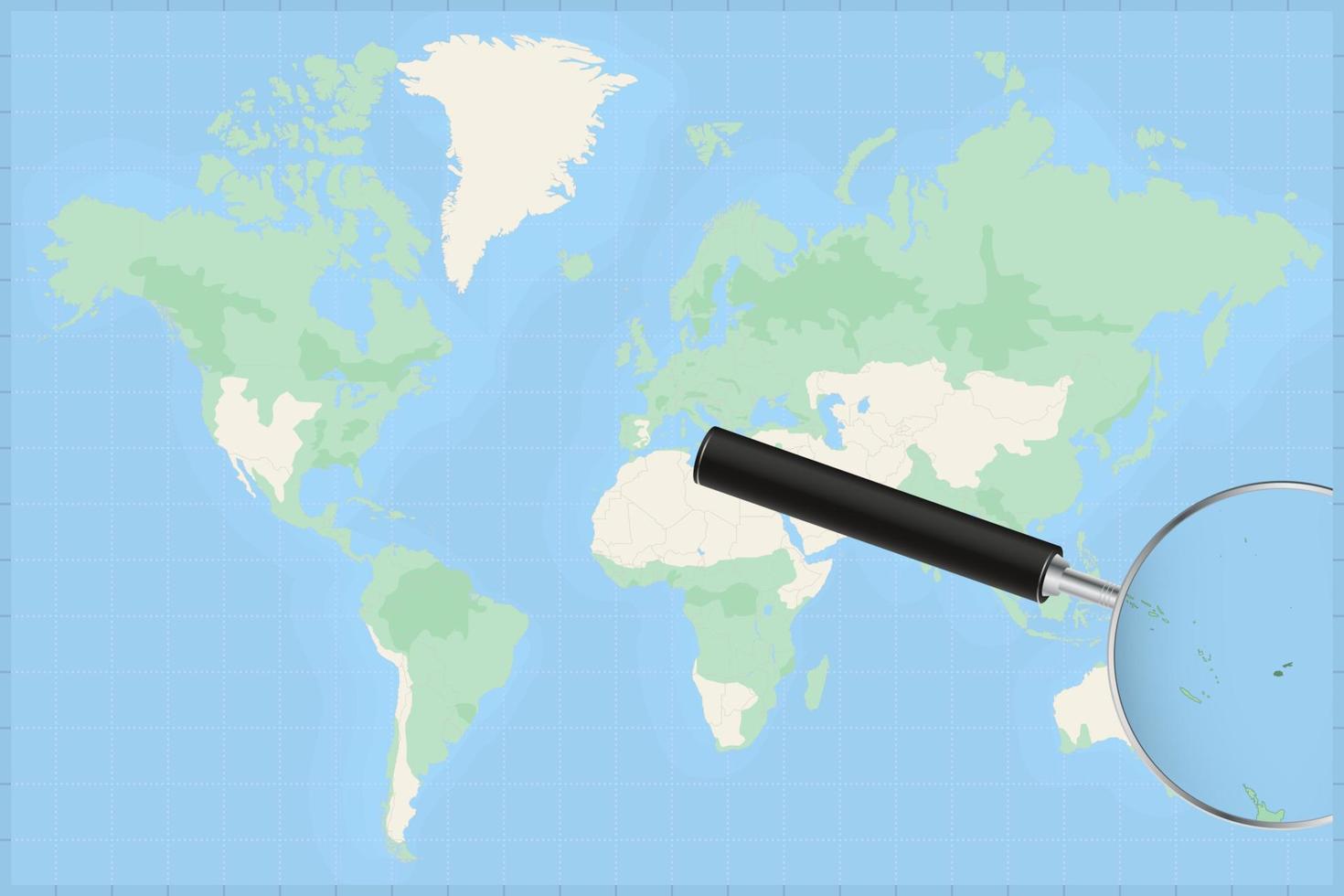 carta geografica di il mondo con un' ingrandimento bicchiere su un' carta geografica di Figi. vettore