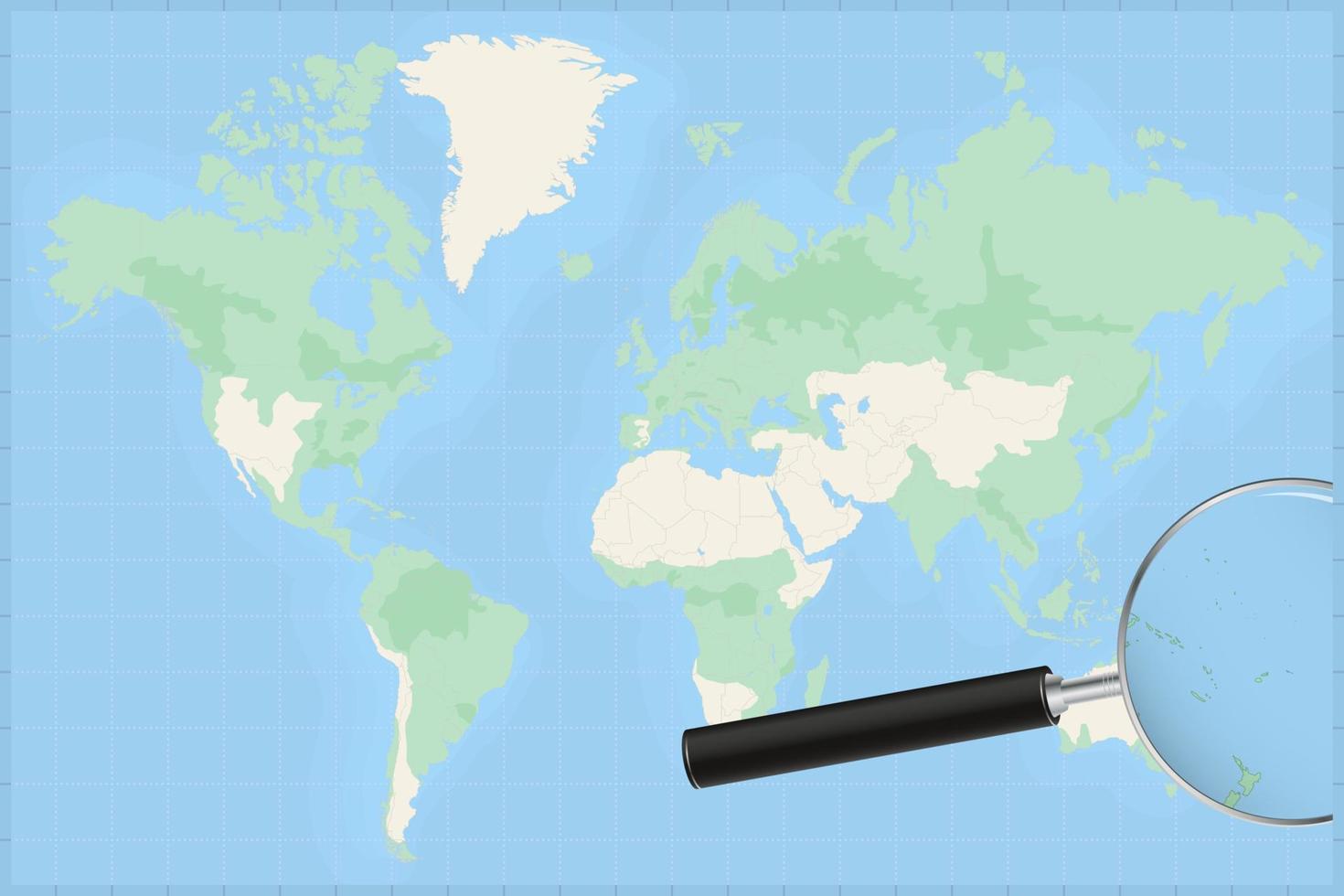 carta geografica di il mondo con un' ingrandimento bicchiere su un' carta geografica di samoa. vettore