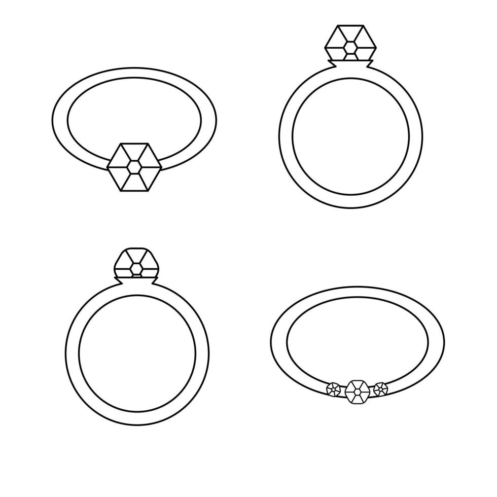 impostato di diverso vettore carino linea stile Fidanzamento anelli. isolato squillare su bianca sfondo