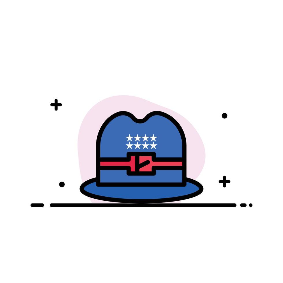 cappello berretto americano attività commerciale piatto linea pieno icona vettore bandiera modello