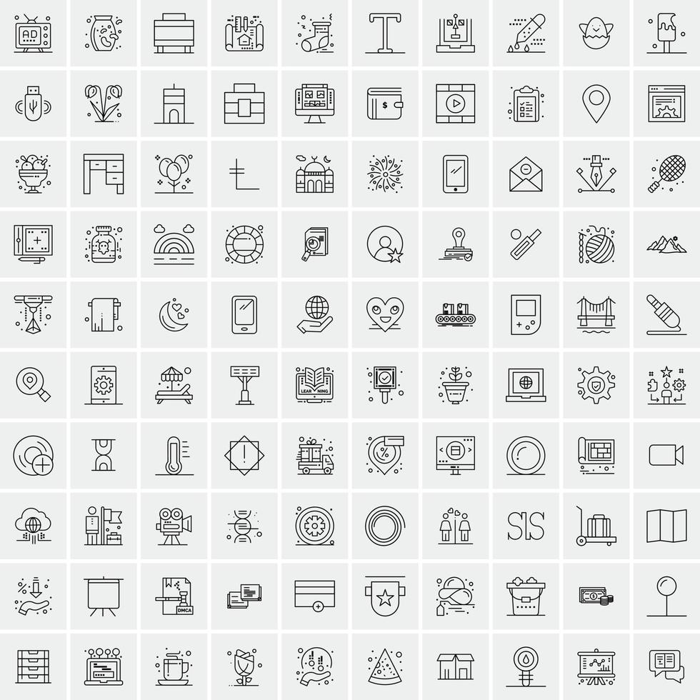 100 attività commerciale icone per ragnatela e Stampa Materiale vettore