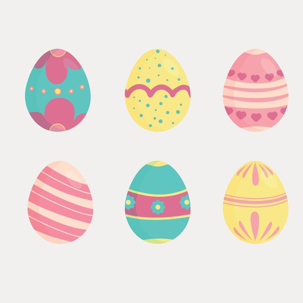 un' impostato di colorato Pasqua uova vettore