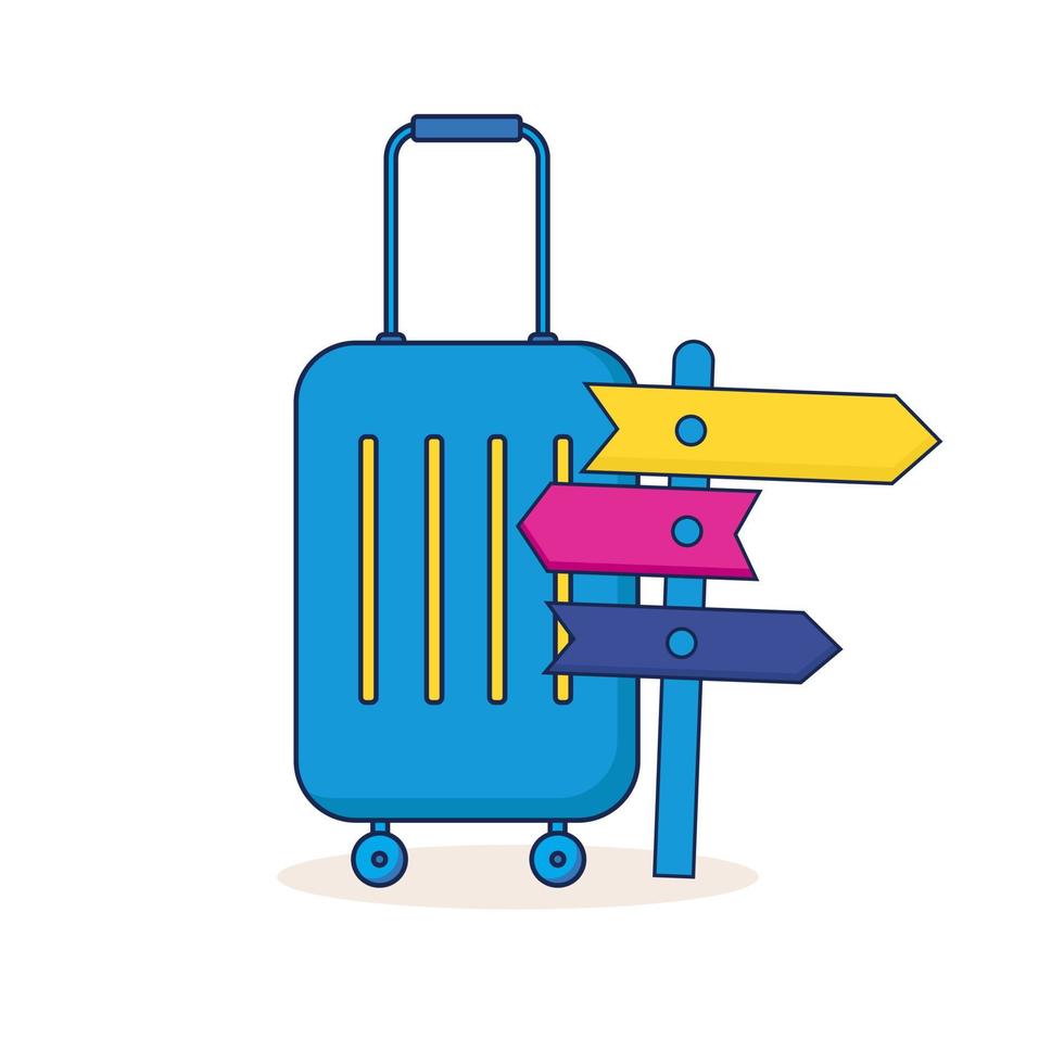 blu valigia con puntatore. viaggio bagaglio. isolato su bianca sfondo. vettore illustrazione.