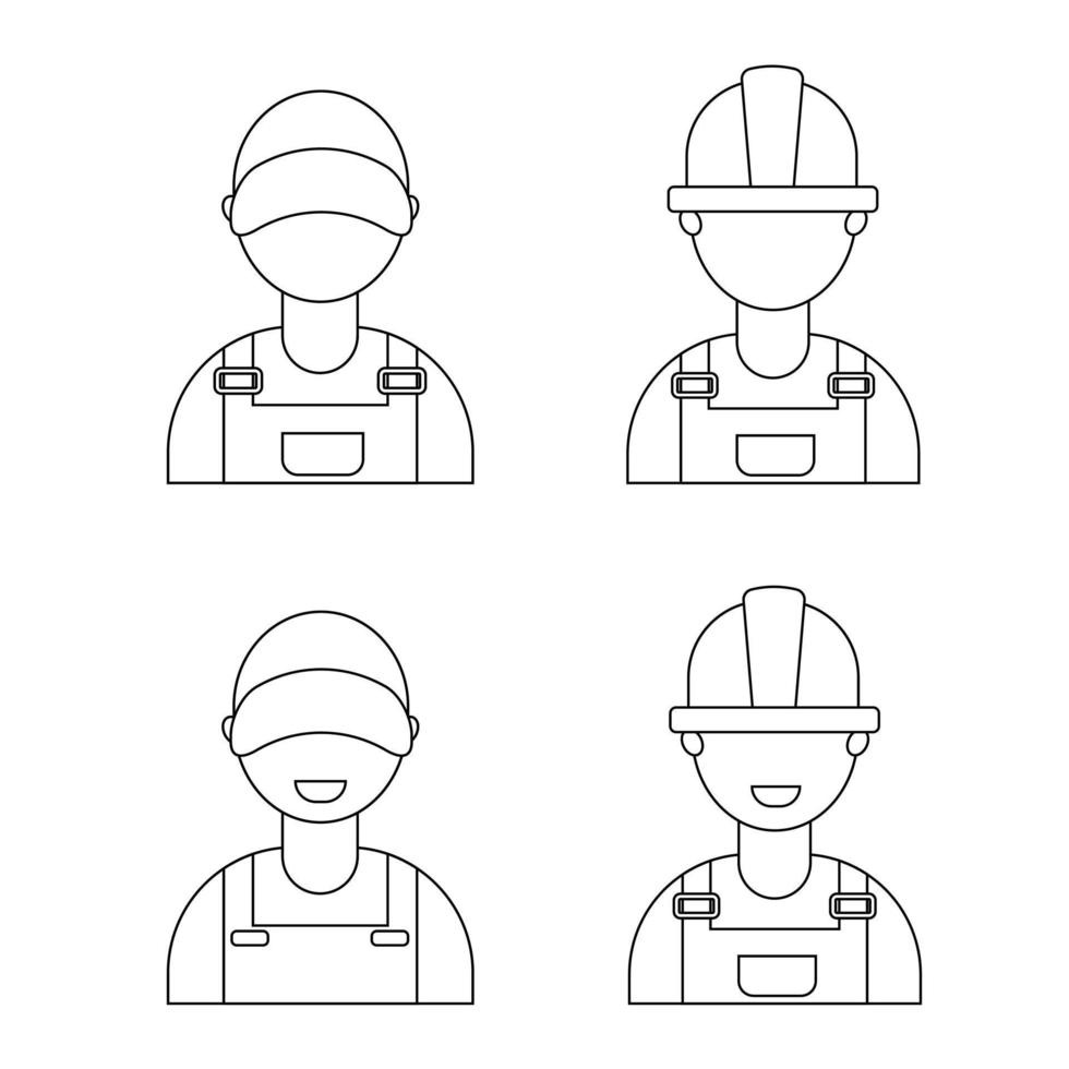 impostato di diverso maschio lavoratori nel linea stile. riparazione servizio, meccanica officina. vettore illustrazione.