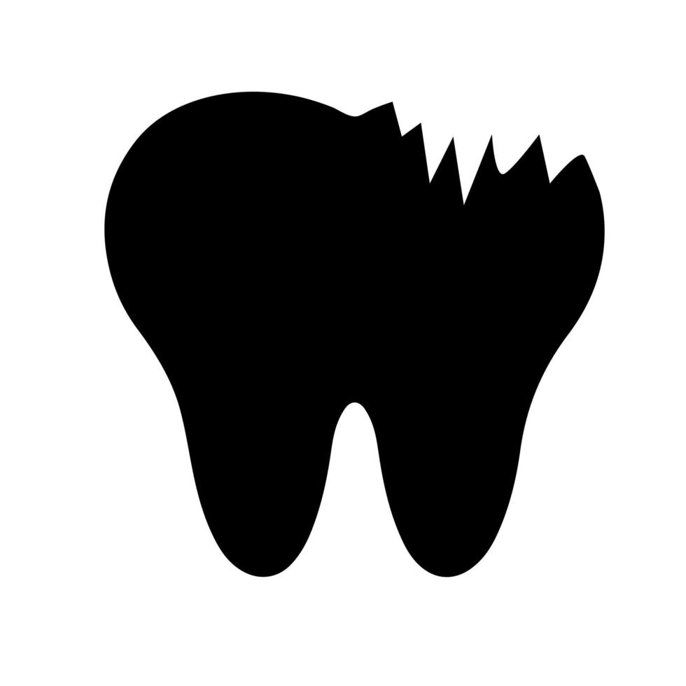 silhouette vettore piatto illustrazione di un' malato dente