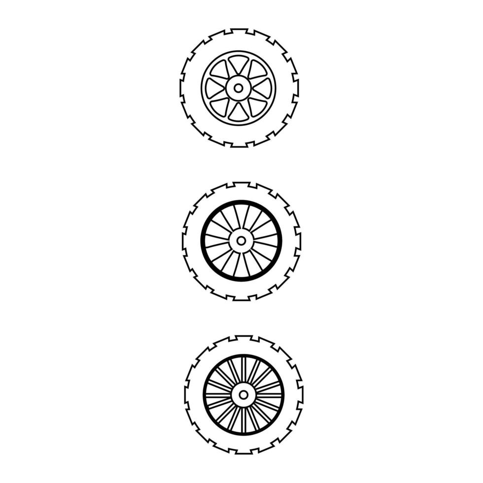 impostato di auto ruota icone nel linea stile. vettore illustrazione