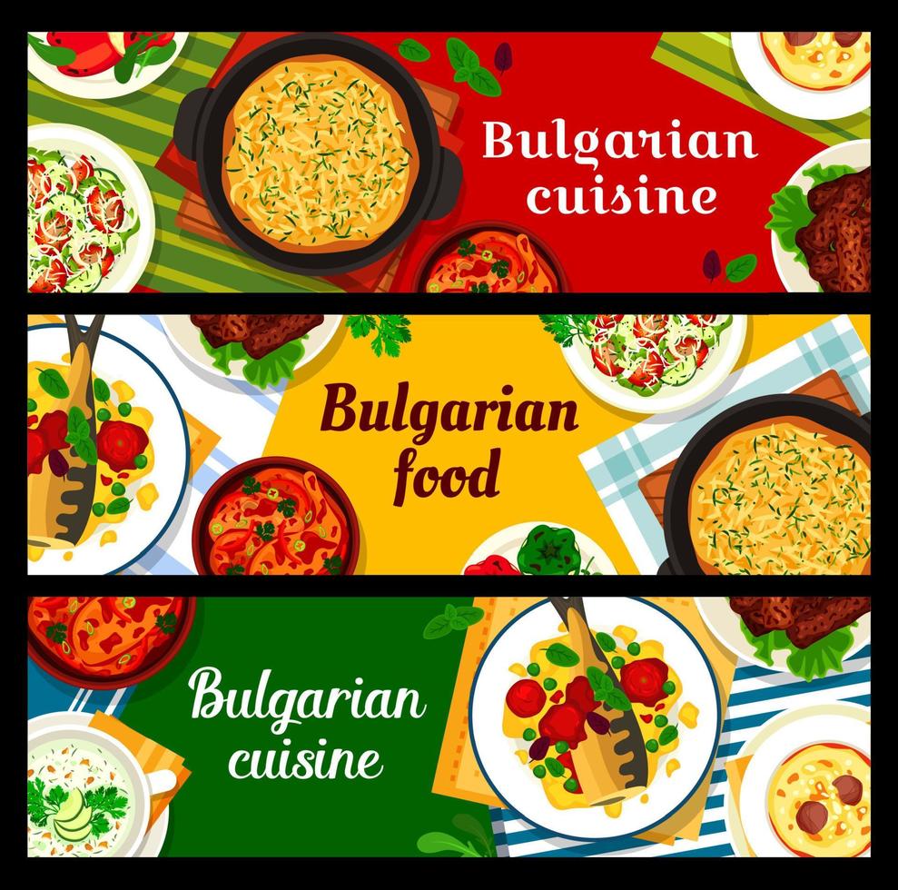 bulgaro cucina carne e verdure pasto banner vettore