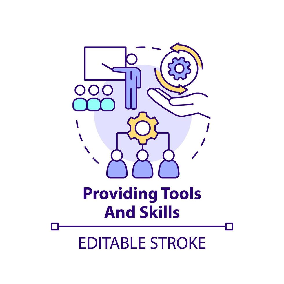 fornire utensili e abilità concetto icona. digitale primo attività commerciale strategia astratto idea magro linea illustrazione. isolato schema disegno. modificabile ictus. vettore
