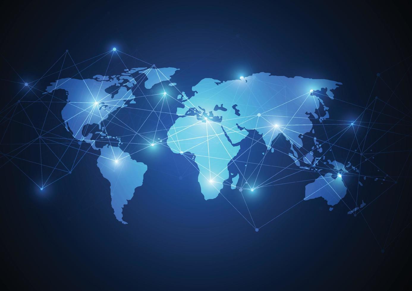 connessione di rete globale. punto della mappa del mondo e concetto di composizione della linea del business globale. illustrazione vettoriale