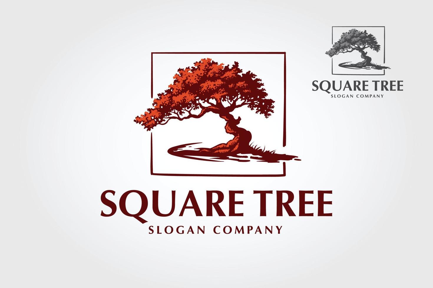 piazza albero vettore logo modello. Questo illustrazione di un' albero dove siamo dentro un' piazza telaio. Questo logo è adatto per ogni genere di attività commerciale.
