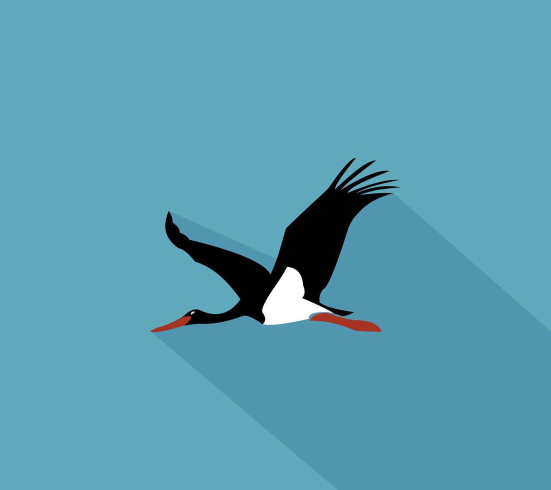 logo cicogna - illustrazione vettoriale, disegno emblema su sfondo blu vettore