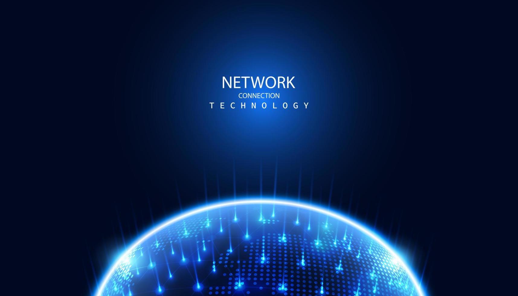 astratto globale dot network circle connessione digitale e comunicazione futuristica su sfondo blu. vettore