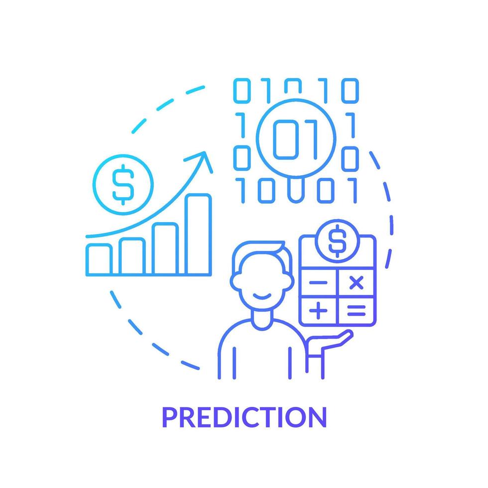 predizione blu pendenza concetto icona. dati estrazione tecnica astratto idea magro linea illustrazione. statistico metodo. predittivo attrezzo. isolato schema disegno. vettore