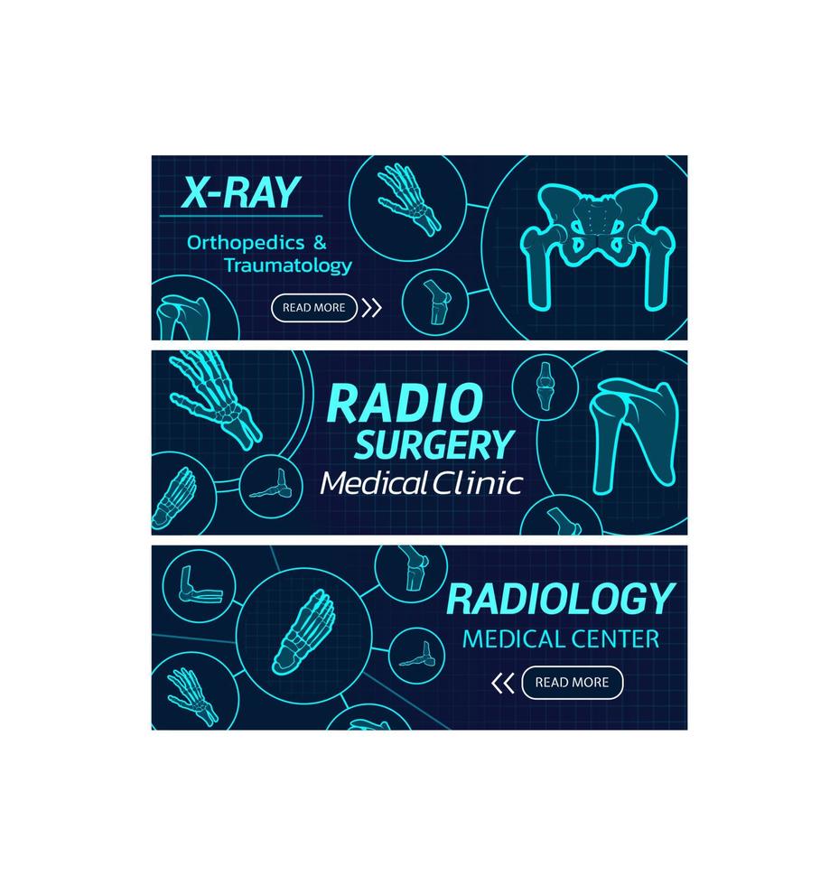 radiologia medico centro vettore raggi X banner