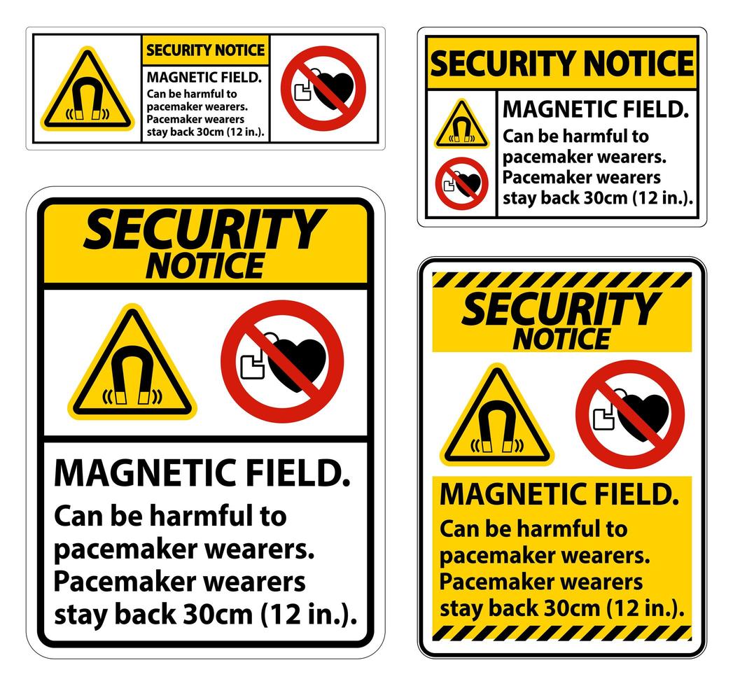 set di avvisi di sicurezza del campo magnetico vettore