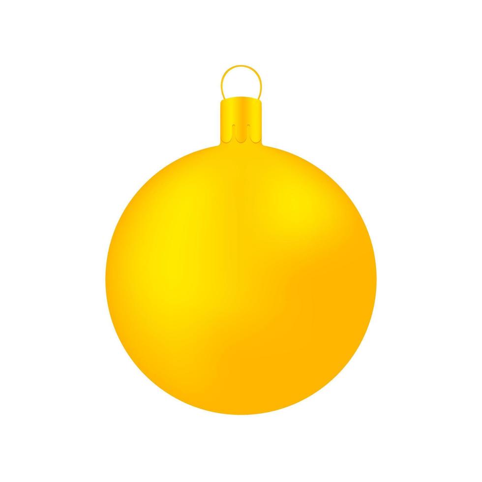 palla di Natale giallo isolato su sfondo bianco vettore