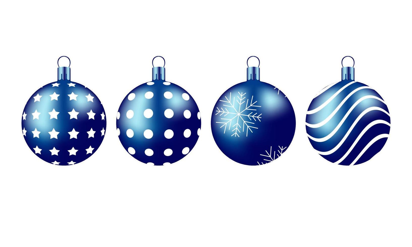 impostato di blu Natale palle con diverso modelli. vettore illustrazione