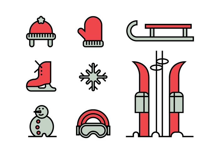 Set di icone di attività invernali vettore