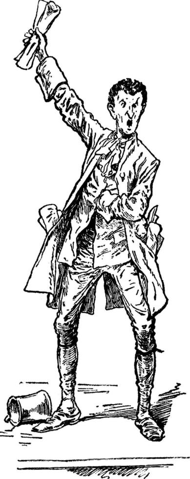 uomo con giornale, Vintage ▾ illustrazione vettore