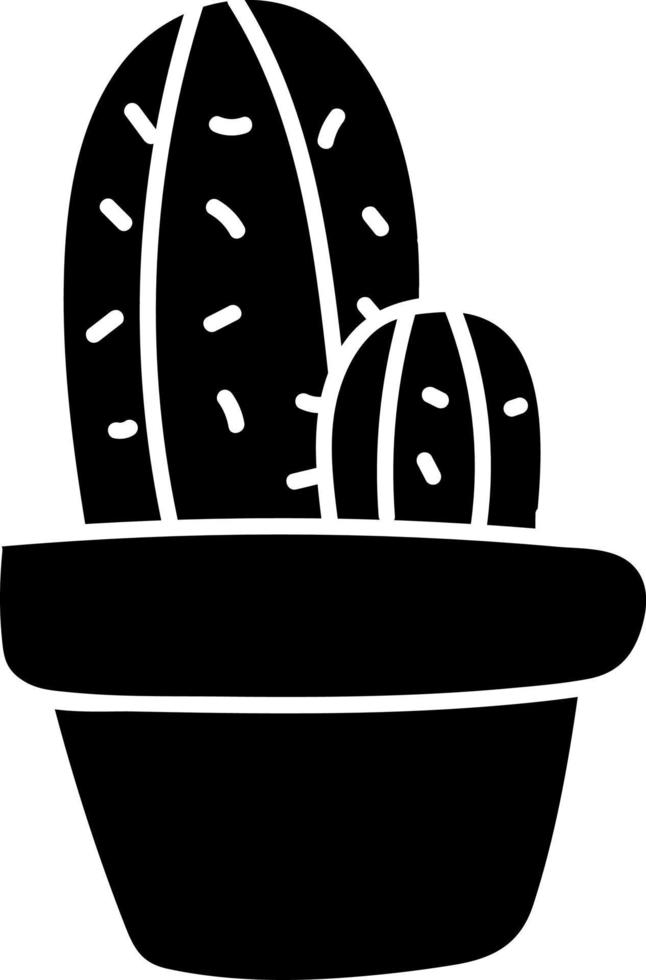 Due nero spinoso cactus nel un' pentola, illustrazione, vettore su bianca sfondo.