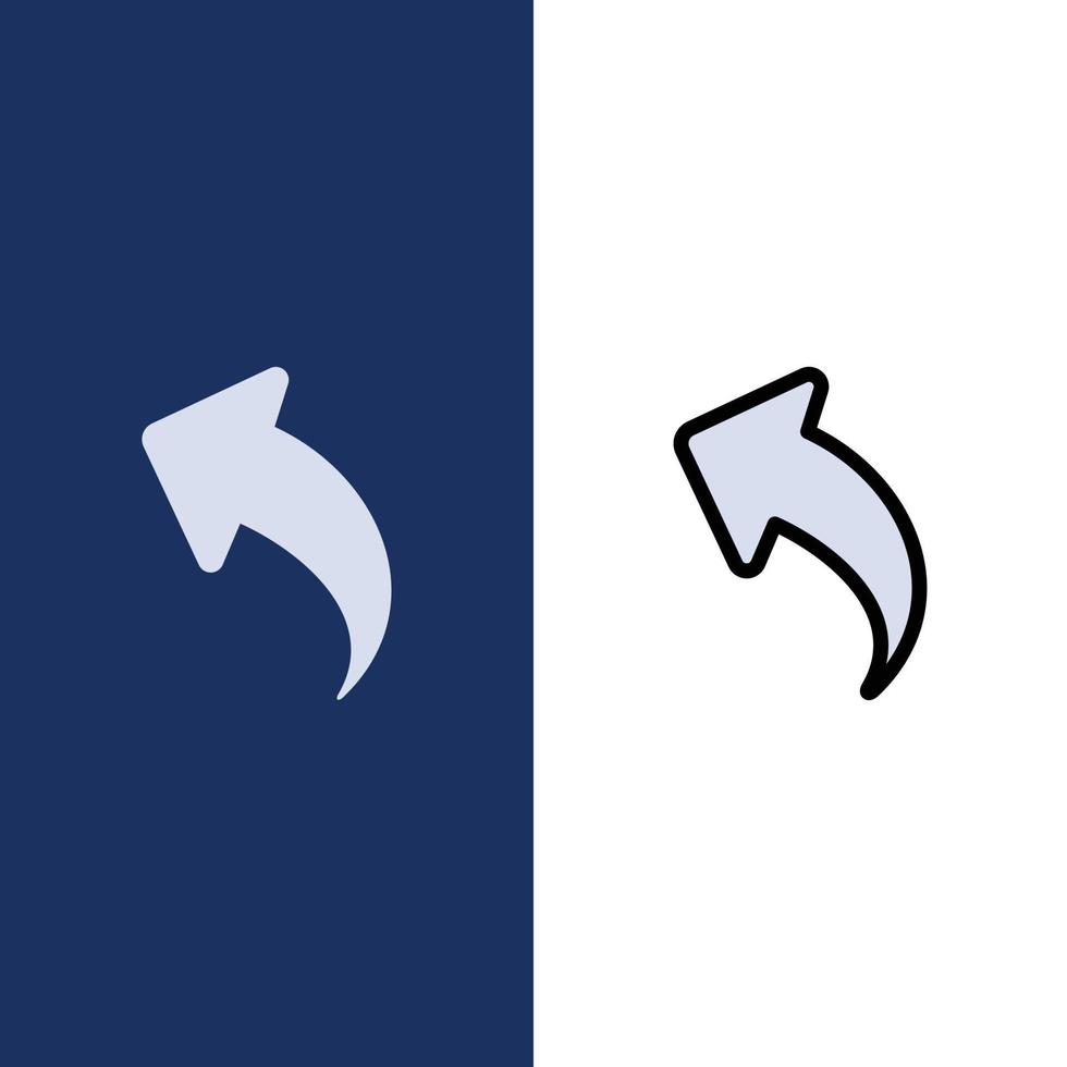 freccia su indietro icone piatto e linea pieno icona impostato vettore blu sfondo
